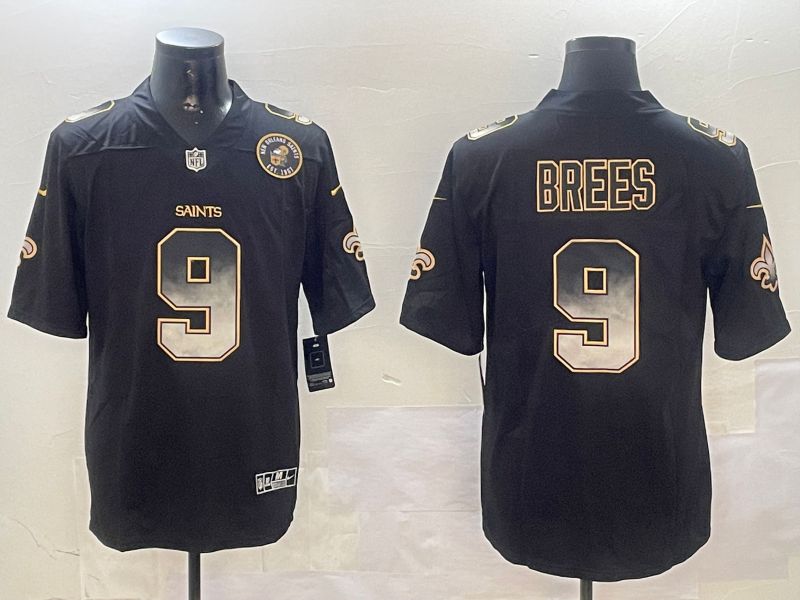 Men New Orleans Saints #9 Brees Black Nike Smoke Fashion 2024 Limited NFL Jersey style 3->new orleans saints->NFL Jersey